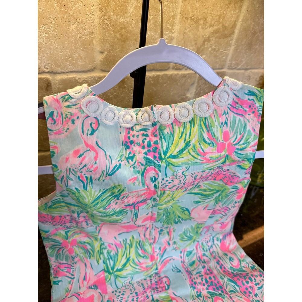 Lilly Pulitzer Girls Mini Lottie Dress One in a Chameleon 12 Tropical Flamingo - Picture 11 of 11